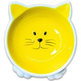 КерамикАрт миска керамическая для кошек Мордочка кошки на ножках 100 мл, желтая