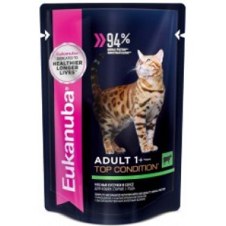 Eukanuba Cat с говядиной в соусе 85 г х12 шт